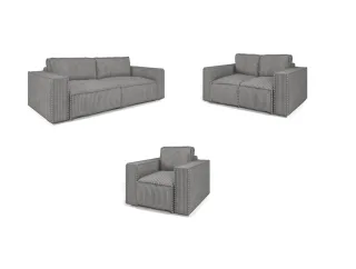 Sofaset Designersofa VAJANA 3-2-1 Stoff Tilia Grau