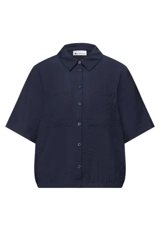 Street One - Kurzarm Bluse mit Elastiksaum shadowed navy - Gr. - 38