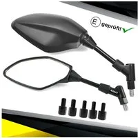 Area1 Motorradspiegel Motorrad Rückspiegel Set (E-geprüft, inkl. 5 Adapter)
