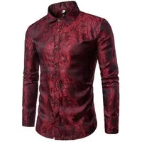Allthemen Langarmhemd Herren Paisley Freizeithemd mit floralem Muster dünnes Sommerhemd