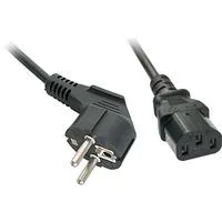 Netzkabel Schutzkontakt an C13, Stromversorgung schwarz, 2m