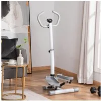 HOMCOM Stepper mit LCD-Bildschirm (Hometrainer für Zuhause, 1-tlg., Fitness Heimtrainer), höhenverstellbar, Weiß+Grau