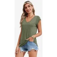 Imily Bela T-Shirt Damen Lässige Basic Tops mit lockerer Passform (Packung, 1-tlg., 1per-Pack) einfarbig