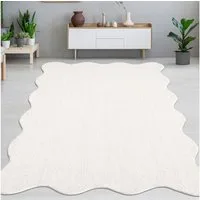 Carpetia Teppich Design Teppich creme moderne Wellenform, rechteckig, Höhe: 19 mm