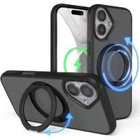 EAZY CASE Handyhülle Outdoor Apple iPhone 17 Case MagSafe Rotation Ring 6,3 Zoll, Outdoor Handy Hülle Bumper Schutzhülle Slim mit Kameraschutz Schwarz