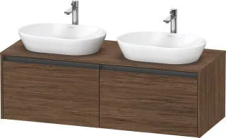 Duravit Ketho.2 Konsolenwaschtischunterbau wandhängend Nussbaum dunkel Matt 1400x550x459 mm - K24888 K24888B21210000