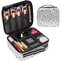OSTWOLKE Kosmetik-Koffer Kosmetiktasche Schminktasche Portable Reise Make Up Tasche Organizer, Wasserdicht Schminkkoffer mit Einstellbaren Teiler, Bürstenschlitze