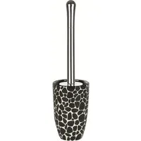 spirella WC-Garnitur DARWIN PEBBLE, Toilettenbürste aus hochwertiger Keramik, attraktive Form, mit außergewöhnlichem Design in Kieselstein Optik, Farbe schwarz glänzend