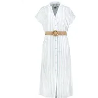 Eight2Nine Shirtkleid Gestreiftes Design Flechtgürtel Knopfleiste Sommerlook (lang, 1-tlg) D62795AG30484_Long Dresses
