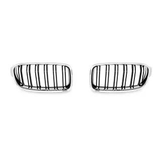Kühlergrill DOPPELRIPPE Chrom Schwarz Glanz für BMW 3er F30 F31 2011-2015