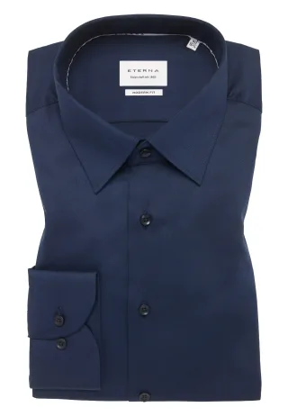 ETERNA - Hemd Satingewebe Langarm navy - Gr. - 43/Langarm - 65cm