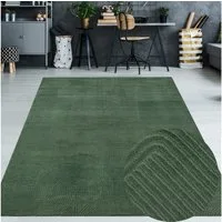TeppichHome24 Teppich Flacher Wohnzimmerteppich Bogenmuster unifarben in grün, rechteckig, Höhe: 5 mm