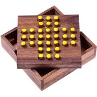 LOGOPLAY Spiel Solitär Gr. S gelb, Gesellschaftsspiel, Solitär S gelbe Stecker Das kleine Knobelspiel mit Suchtfaktor