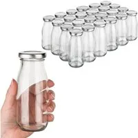 Flaschen-Fuchs Vorratsglas 24xMilchflasche 250ml-Glasflasche zum Befüllen mit Schraubverschluss, Glas, (24-tlg., 12 Milchflaschen mit 12 Schraubdeckel)