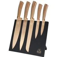 Cheffinger Messer-Set (6-tlg), mit ergonomischem Griff & magnetischem Messerblock, 6-teilig