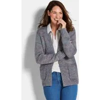 GOLDNER Strickjacke Kurzgröße: Langarm Melange-Cardigan, flauschig Weiche Jacke mit Taschen, verschlusslos, hüftlang, Feinstrick