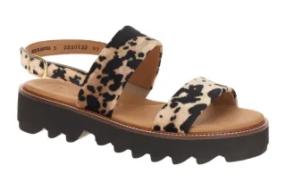 Paul Green Damen Sandale 6214-029 Beige Sand Leo Suede XL-ExtraLight Blockabsatz