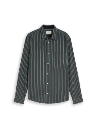 Tom Tailor - Regular Fit Hemd mit Streifen darkest olive white stripes - Gr. - XXL