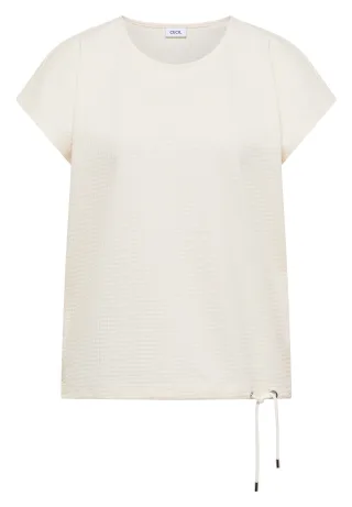 CECIL - T-Shirt mit Waffel-Struktur vanilla white - Gr. - L