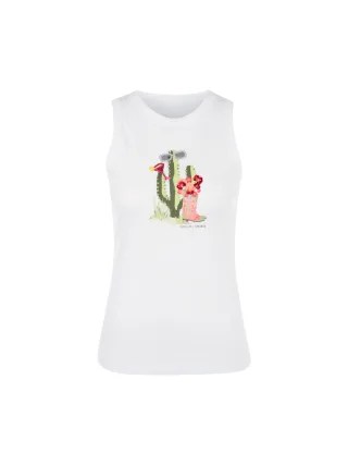 Marc Cain Sports - Ripp-Top mit Kaktus-Print white - Gr. - 36