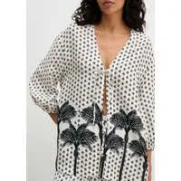 Marc O'Polo Schlupfbluse Palm Geo Print mit Palmen-Print, vorn zum Binden