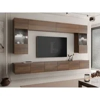 MIRJAN24 Wohnwand Calabrini I, (6er-Set, 2x TV-Lowboard, 2x Wandregal, 2x Hängevitrine), LED-Beleuchtung als Option