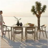 IDIMEX Garten-Essgruppe LAVANDA, (7-tlg), 6er Sitzgruppe, Tisch und 6 Stühle mit Wiener Geflecht Optik champagne