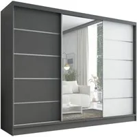 A&J MöbelLand GmbH Schiebetürenschrank AURELIA 1 mit 3 Schubladen und Spiegel (TOP ANGEBOT! Geräumiger Schrank mit einer Breite von 200 cm und Spiegel, ideal zur Aufbewahrung von Kleidung und Accessoires. 3 Schubladen und viel Stauraum. TOP PRODUKT! 