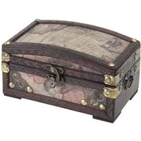 HMF Schatzkiste Schmuckkästchen aus Holz, kleine Schatztruhe zur Schmuckaufbewahrung, oder als Geschenkidee für Geburtstag Hochzeit Kolumbien 17 x 10 x 9 cm