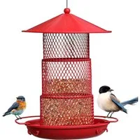 Refined Living Vogelhaus Vogelfutterhaus Aufhängen Eichhörnchen-vorgeschützter Vogelhäuschen, 3 Schicht wasserdichtes Futterspender Futterstation vögel für Bäume