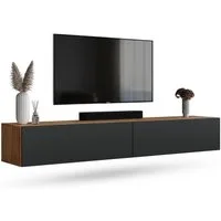 Planetmöbel TV-Schrank West TV-Board, Fernsehtisch 200 cm lang, TV-Lowboard (für Fernseher bis 55 Zoll, TV Schrank viel Stauraum, 2-St., sideboard hängend, Fernsehschrank 2x 100 x 30 x 37,5 cm) gold eiche - anthrazit