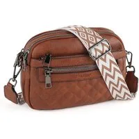 TANTOMI Schultertasche Umhängetaschen Damen, Crossbody Bag mit mehreren Fächern (Damen Handtasche mit Weich Breiter Gurt), Design mit mehreren Reißverschlüssen