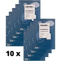 NOVOOO Notizblock 10 x Schreibblock A4 LINIERT Notizblock College Block 70g/qm, 50 Blatt, Made in Germany, PREMIUM