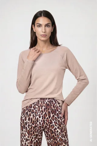 monari - Basic-Langarmshirt cappuccino - Gr. - 34