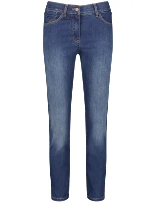 GERRY WEBER Edition - 5-Pocket Best4me Cropped dark blue denim mit use - Gr. - 36R