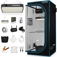 PlantiGrow Gewächshaus PlantiGrow Growbox Komplettset – Indoor Gewächshaus, mit 150W Vollspektrum LED Lampe (Dimmbar), 1680D, Carbon-Filter, Inline-Kanalventilator, Abluftschlauch, Anzuchtzelt, Zuchtzelt