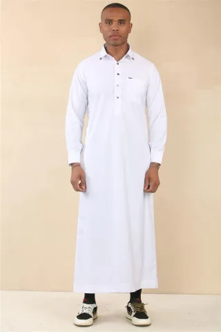 Weiße Thobe-arabische Saudi-Emirati-islamische Kleidung für Herren, Jubba-Robe