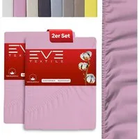 Eve Textile GmbH Spannbettlaken Spannbetttuch Bettlaken Spannlaken Spannbezüge Spannoberlaken Laken, Gummizug: Rundumgummizug elastisch, (2 Stück), 100% Baumwolle, bis zu einer Steghöhe von 25cm Jersey