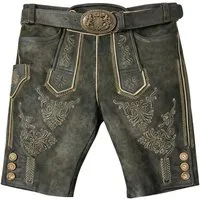Maddox Trachtenlederhose "Ammersee" mit Gürtel - Antik Smoke, Kurze Herren Lederhose