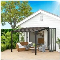 Outsunny Pergola ca. 3x3m, Wasserdicht, Stabil, Winterfest mit UV-Schutz 50+, BxTxH: 294x306x258 cm, (Terrassenüberdachung, 1-tlg., Wandmontiert Gartenpavillon), aus Metall, für Garten Terrasse Balkon Dunkelgrau