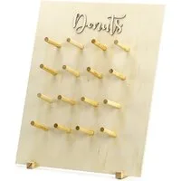 partydeco Küchenregal, Aufsteller aus Holz 45x55cm Donuts Ständer mit 16 Haken Natur
