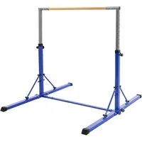 Hauki Turnreck Kinder Gymnastik Turnstangen Trainingsgeräte bis 100kg Indoor/Outdoor, Heimtraining Reckstange faltbar & höhenverstellbar 95,5-150cm Blau