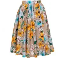 Hell Bunny A-Linien-Rock Pattaya 50's Swing Skirt Vintage Blumenmuster Retro Tellerrock
