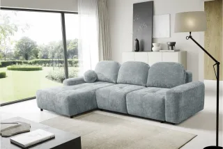 Ecksofa Schlafsofa Sofa ARGOS in Stoff Vibe Blaugrau Ottomane Links