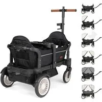 BabyGo Bollerwagen Cozy Rider (Set, 7-tlg., inkl. 2x Sonnenschutz, Tisch, Moskito- u. Regenschutz, Flaschenhalter), klein zusammenfaltbar