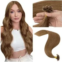 LuxusKollektion Echthaar-Extension Extensions Echthaar Bondings Keratin UTip Remy 55 cm-50g 06 Hellbraun