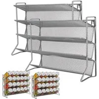 BlingBin Gewürzregal 4-Etage Gewürzständer, Stehend Gewürz, Regal küchenregal, 2er Set 2-tlg., Gewürz Organizer für Küchenschrank und Arbeitsfläche, Silber Grau