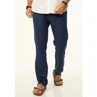 behype Leinenhose im Chinohosen Stil mit Gummibund & Kordel Herren luftige Stoffhose als Sommerhose - Freizeithose