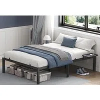 VASAGLE Bettgestell (140 x 200 cm), Doppelbett, mit 2 Aufbewahrungsregalen, mehrere Größen verfügbar