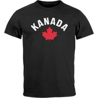 Neverless Print-Shirt Herren T-Shirt Kanada Flagge Flag Ahornblatt Schriftzug Aufschrift mit Print